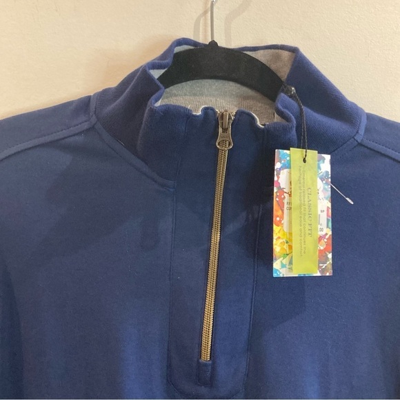 ROBERT GRAHAM  Sz S Curson Half Zip Jersey Knit 100% Cotton Pull On Sweater Top - Picture 6 of 13